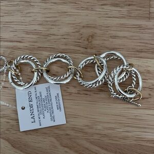 Lands' End Silver and Gold Tone Ring Bracelet NWT